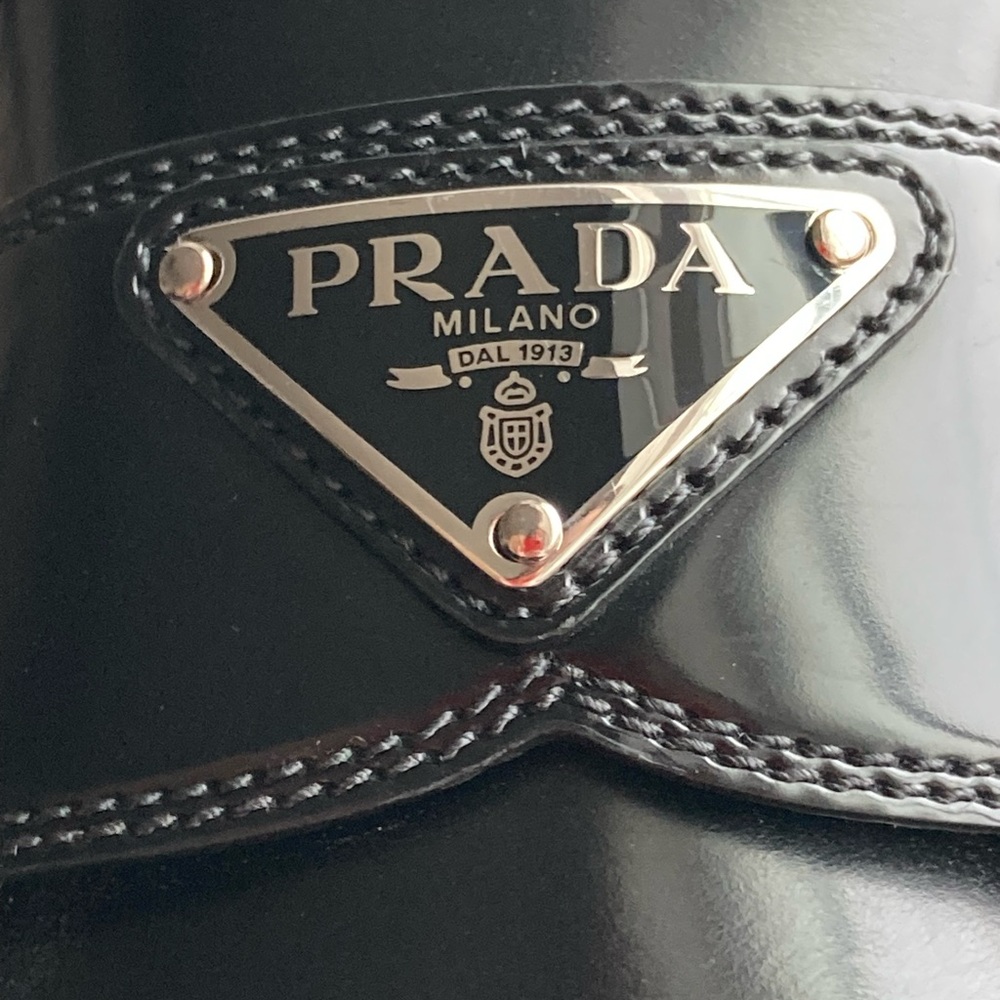 Prada Brushed Leather Black Loafers Size 38 - Picture 9 of 10